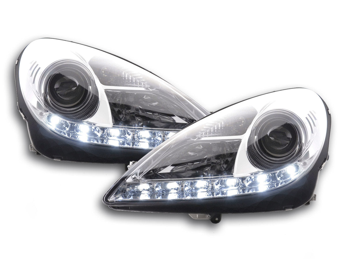 Scheinwerfer Set Daylight LED Tagfahrlicht Mercedes SLK R171 chrom 04-11 Scheinwerfer Set Daylight LED Tagfahrlicht Mercedes SLK R171 chrom 04-11